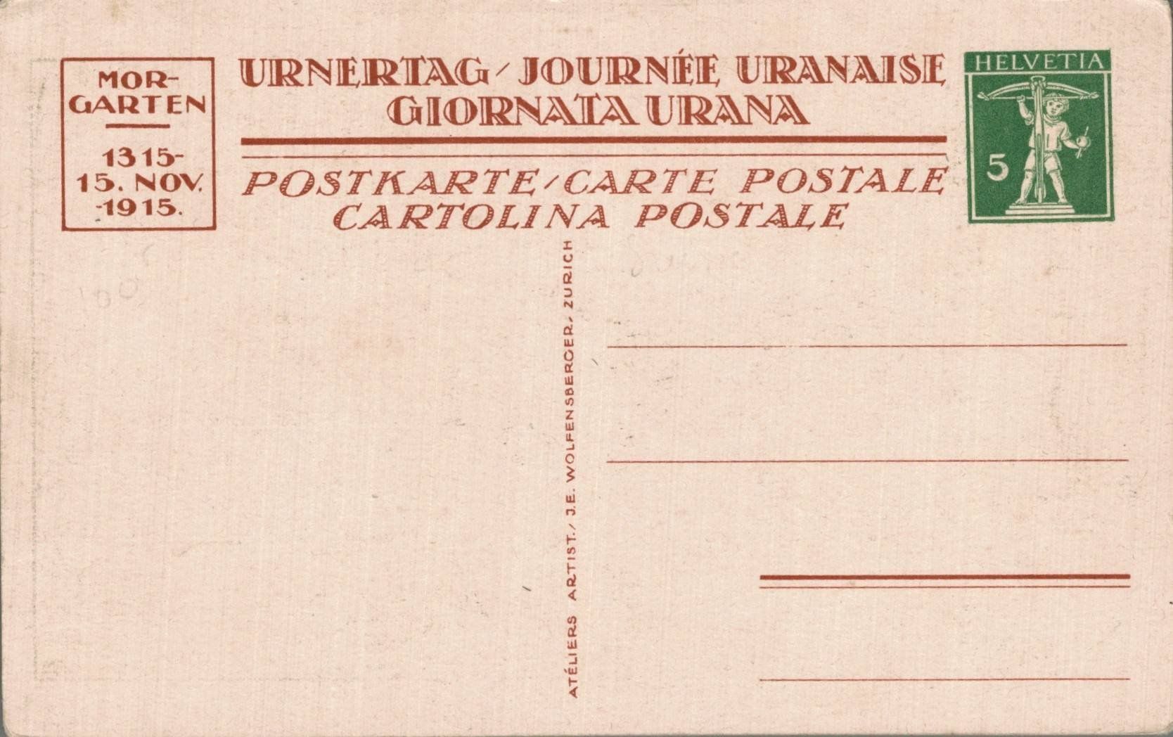 Cartoline postali: Originale Ansichtskarte Morgarten 1315 - 1915, Urnertag – Usato da Luzern venduto da Kartenansicht 1