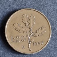 20 Lire 1957 Italie 7 con Gambo largo