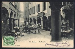 AK Lugano, Via Pessina, 1908