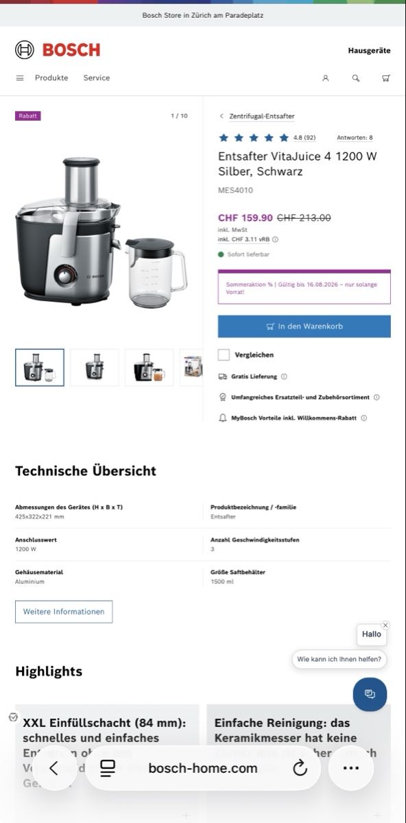 Bosch Küchengeräte: Entsaftermaschine – Neu (gemäss Beschreibung) aus Dietikon von Onur8953 3