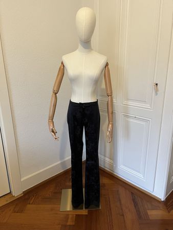 MNG Night Black Floral Evening Trousers - Size US 4/S