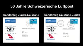 2 Flugpostbriefe 1969, 50 Jahre Flugpost, PRO AERO
