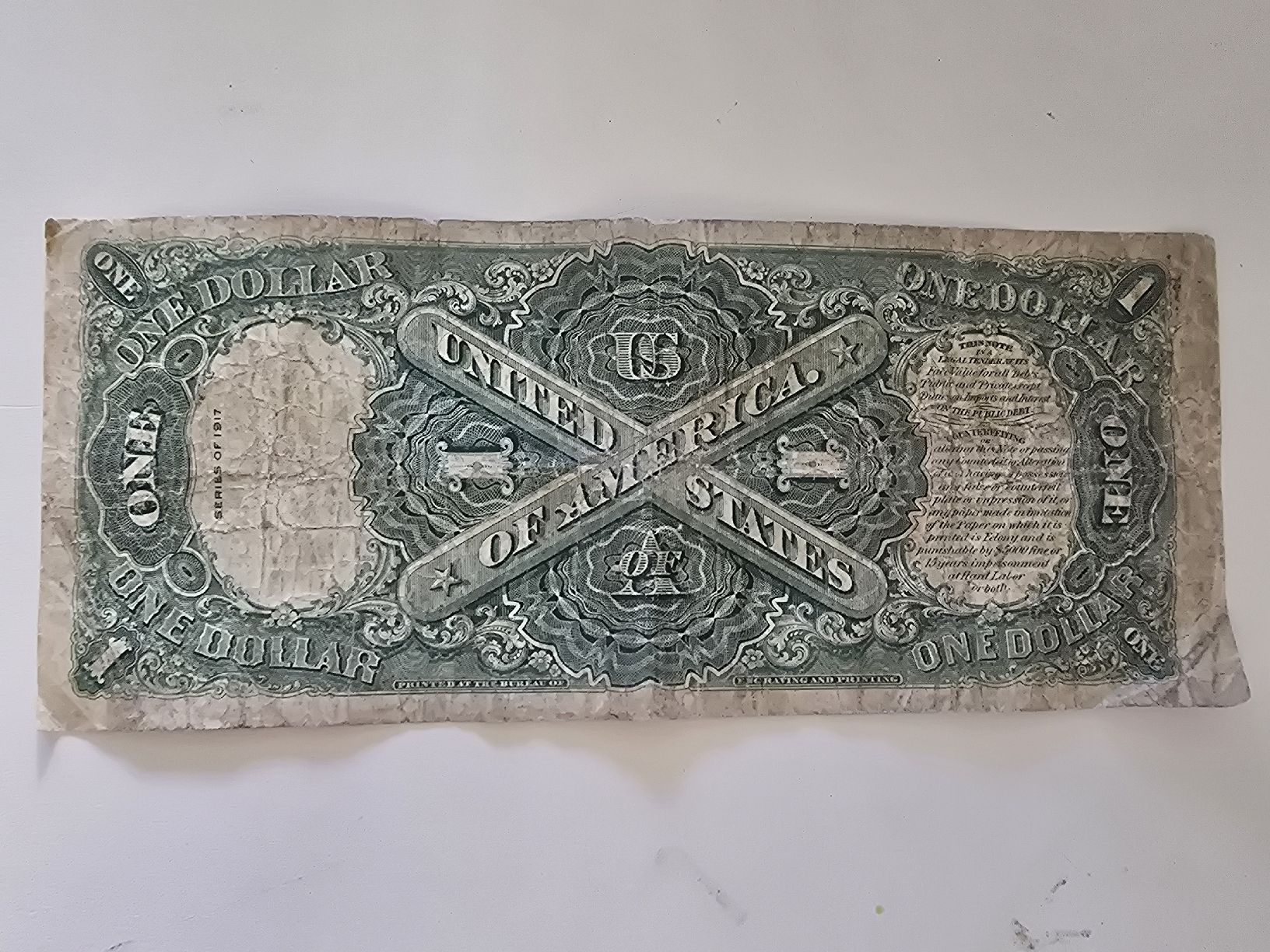 Banknoten: 1 Dollar Schein Serie 1917 gebraucht – Gebraucht aus winterthur von Sammlerecke 1