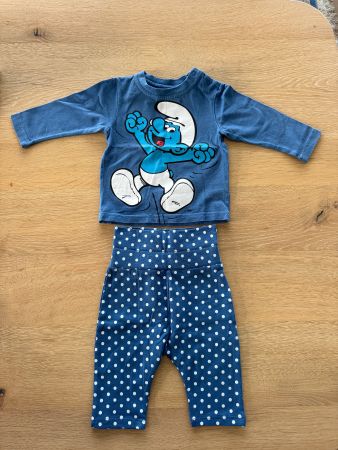 Baby Outfit Schlumpf, Gr 74, blau