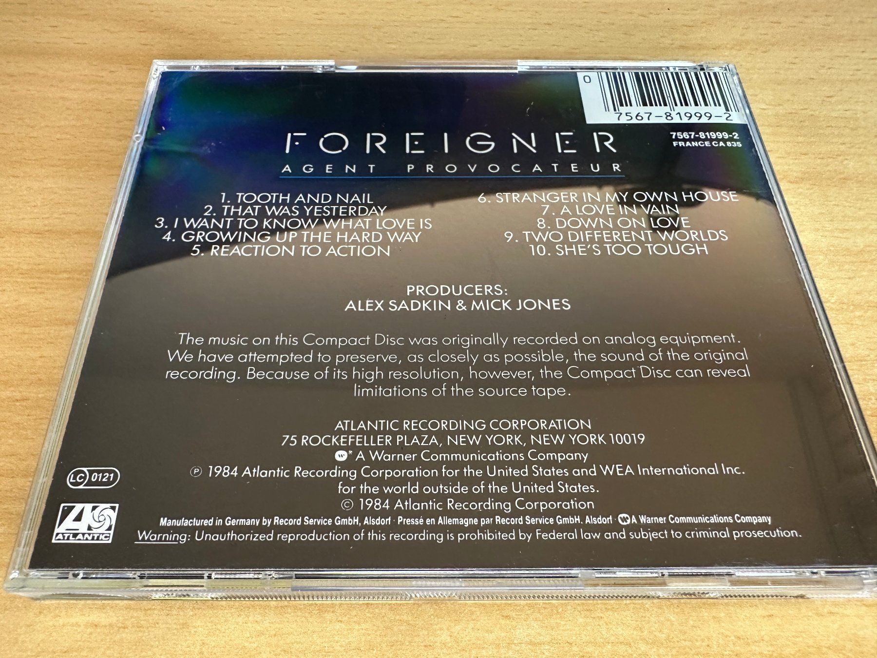 CD: Foreigner – Agent Provocateur – Usato da Rikon im Tösstal venduto da Alpenmutz 1