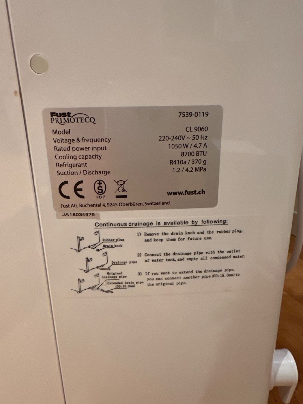 Primotecq Klimageräte: Klimaanlage PRIMO TEQ Weiss Mobiler Einsatz – Gebraucht aus Mollis von oli_gr 1