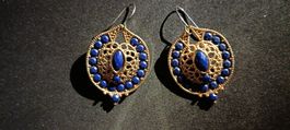 Vintage "Lapis Lazuli" & Goldtone Drop Earrings
