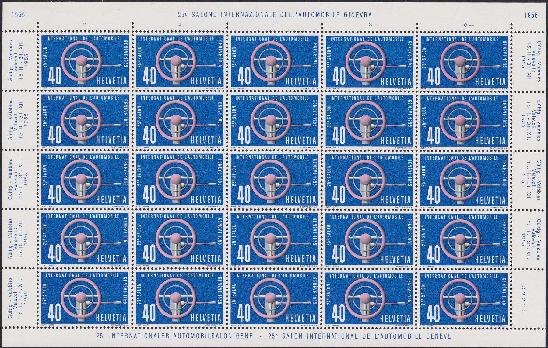 Tous les timbres: 1955, Nr.320-323 Bogen +Plattenfehler, postfrisch **. 290.- – D'occasion à Sursee par Luzernerraute 7