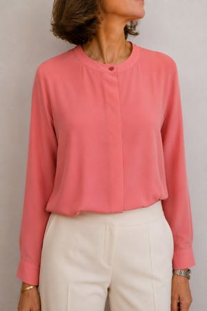 FALCONERI 100 % Seide Bluse Korralen-rosa