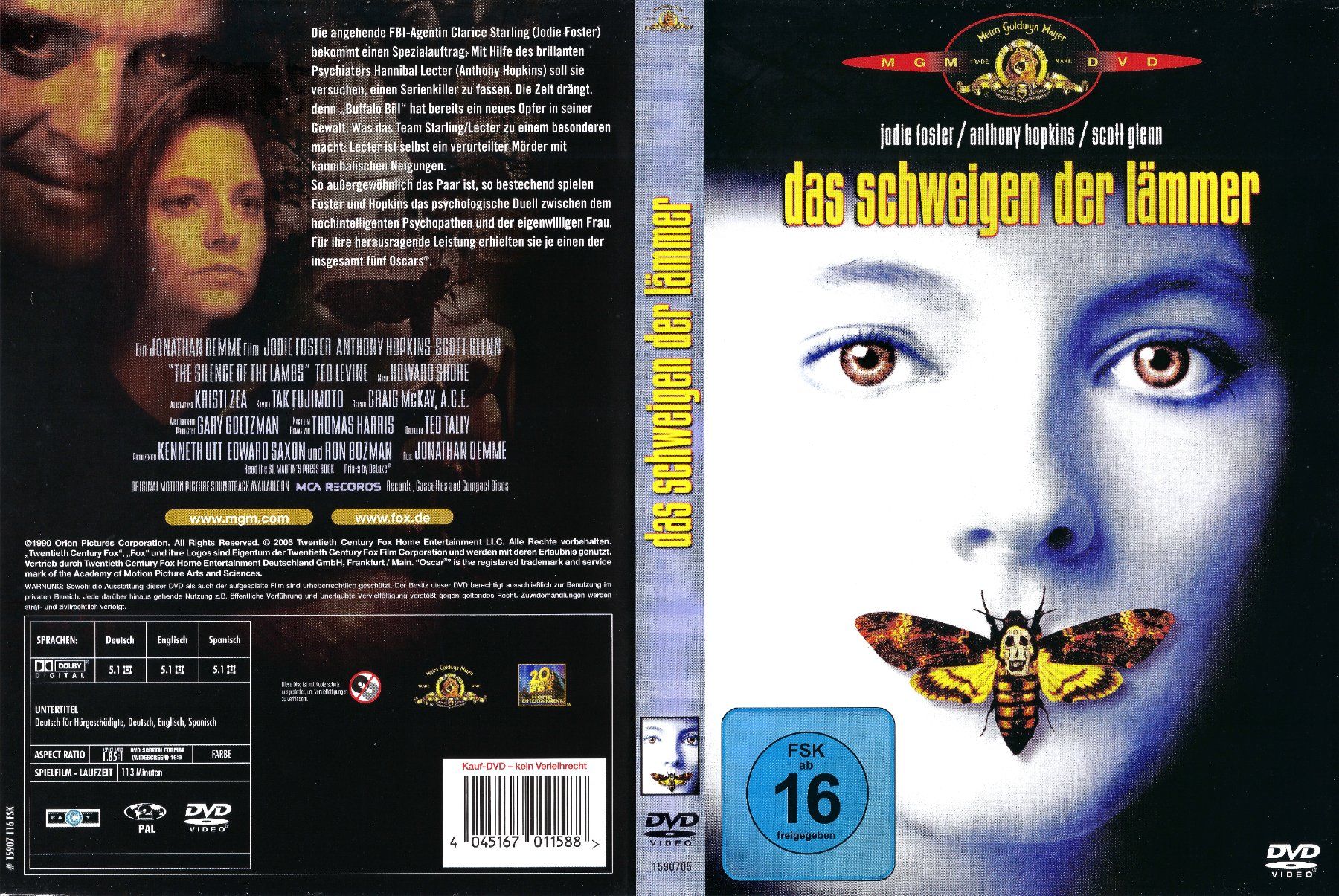 Alle DVDs: Das Schweigen der Lämmer (1991) – Gebraucht aus Zürich von Cineasten