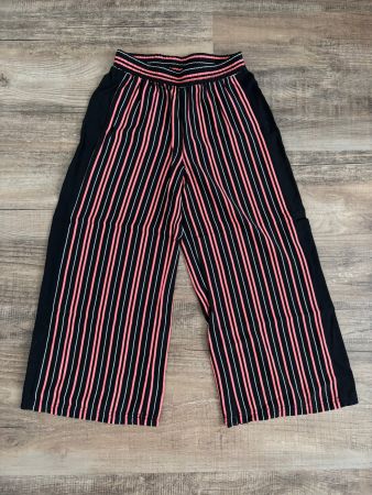 dünne Schlupf Sommer Hose schwarz/weiss/hellrot - Grösse XS