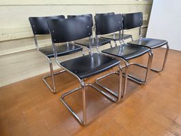 Designer Thonet Stühel S 43, Buche schwarz gebeizt Mart Stam