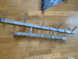 Garderobenleiste Alu mit 5 + 9 Haken Vintage 73 + 107 cm
