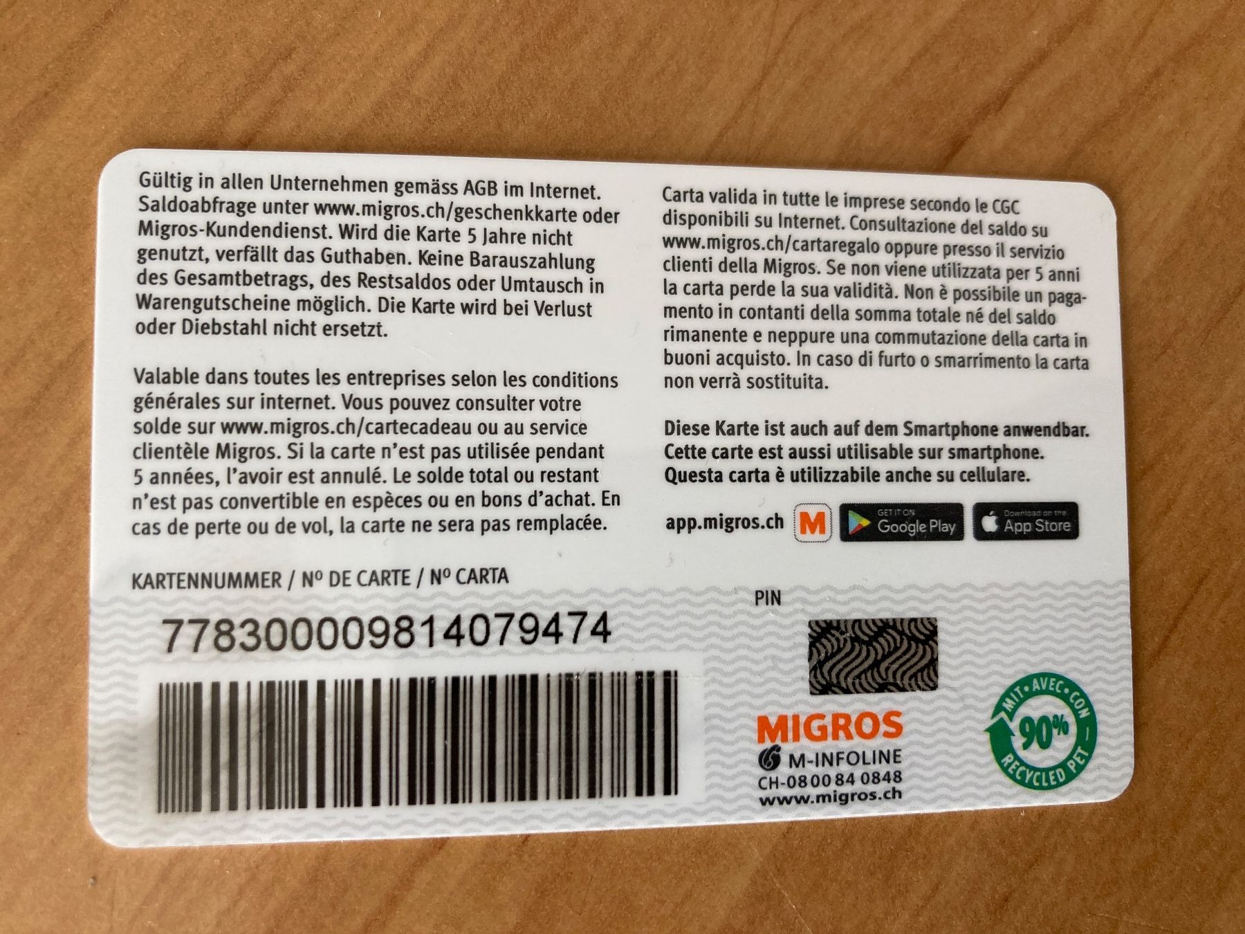 Karten: MIGROS Geschenkkarte leer – Gebraucht aus Schüpfheim von Seerose80 1
