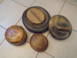 antike Hutformen / Hutmodelle aus Holz / 4 Stück