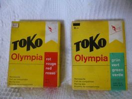 Vintage Skiwachs von Toko, Olympia Rennwachs rot und grün