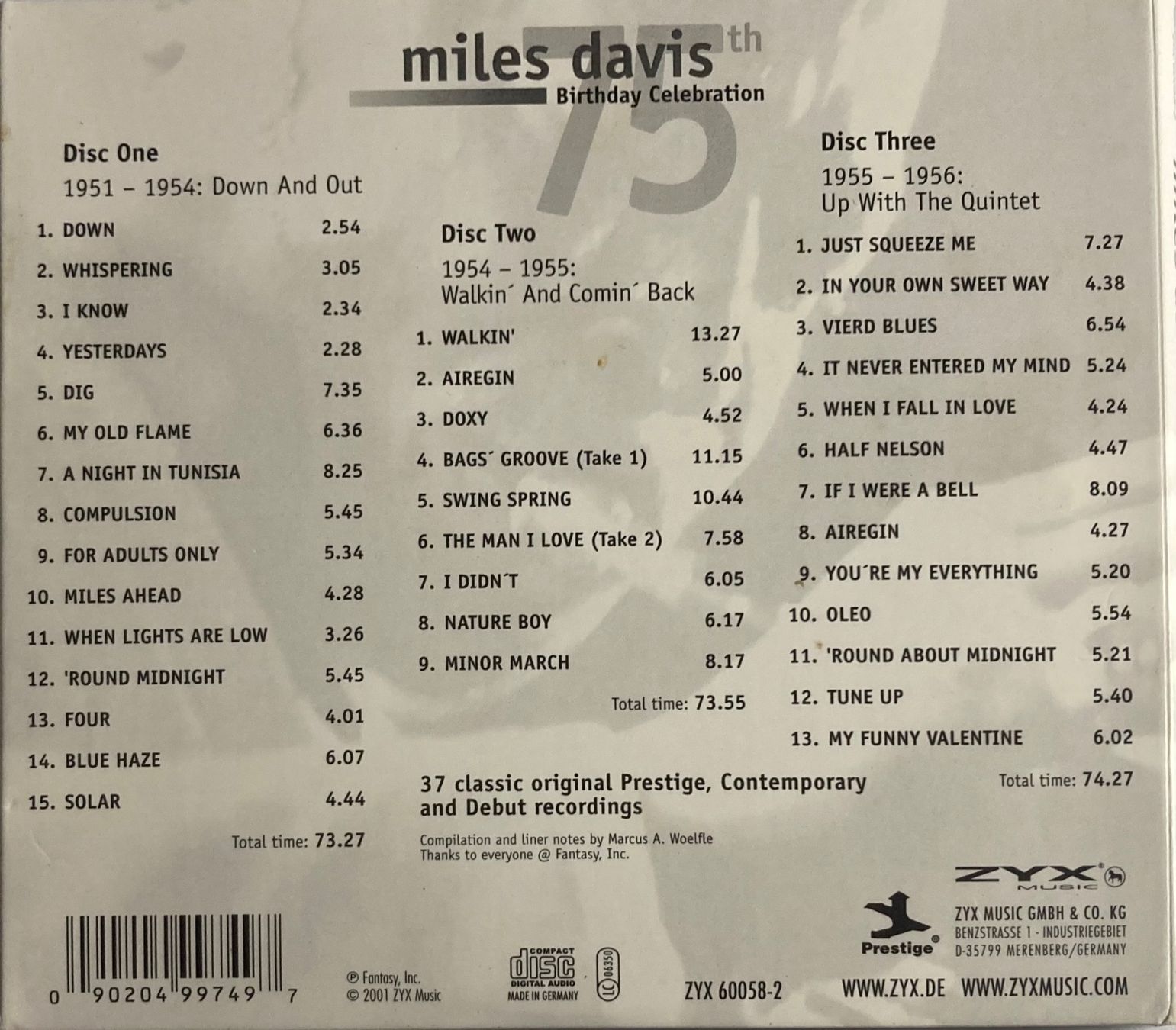CD: MILES DAVIS - 75TH BIRTHDAY CELEBRATION – Usato da Poliez-Pittet venduto da Newtown-Records 1