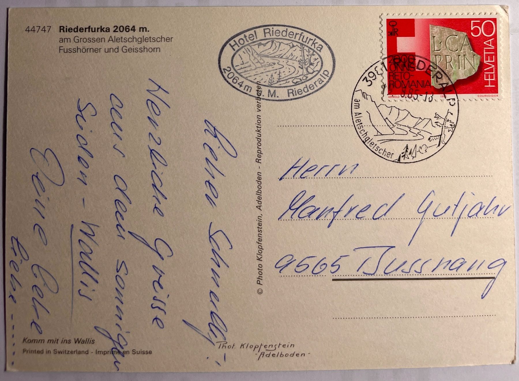Cartoline postali: RIEDERFURKA - Hôtel – Usato da Lutry venduto da Ediego 1
