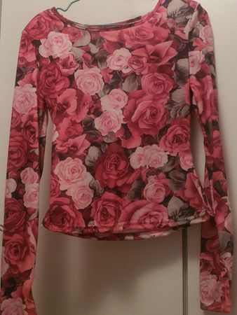Langarmshirt Blumenmuster rot rosa Grösse S gebraucht