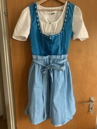 Trachtenkleid Dirndl Gr. 42 blau weiss Landhaus Oktoberfest