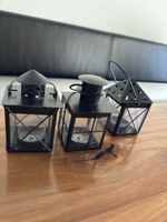 3er Set Windlichter Kerzenhalter Laternen Schwarz