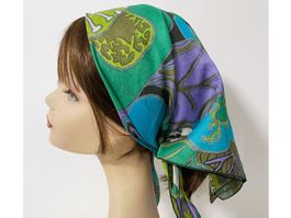 Baumwolltuch Bandana Stoffels abstrakt floral Grüntöne 1970s
