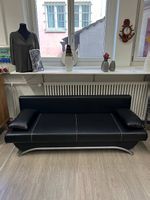 Schlafsofa schwarz Leder klappbar