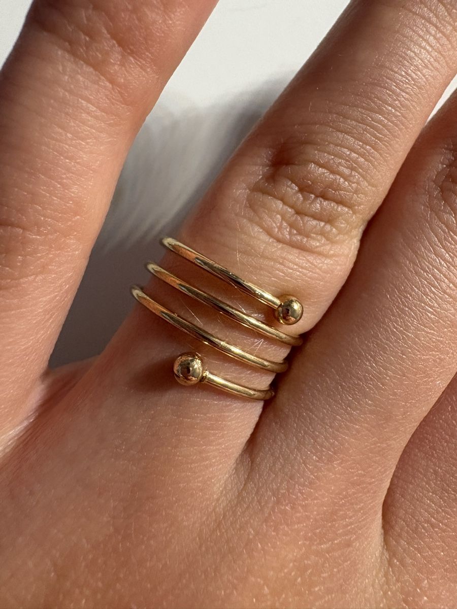 Anelli: Goldener Spiralring mit Kugeln - Einzigartiges Design – Nuovo (secondo la descrizione) da Winterthur venduto da nik_pr58 2