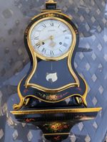 Wanduhr Le Castel schwarz Blumenmotiv mit Konsole