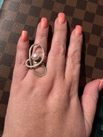 Anello argento con perla (finta) design moderno Gr 56
