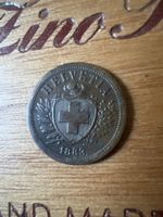Schweizer Münze 2 Rappen Helvetia Jahrgang 1883 gebraucht