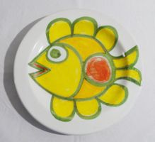 Plat "Poisson" de Giovanni DE SIMONE. Italie, vers 1960.