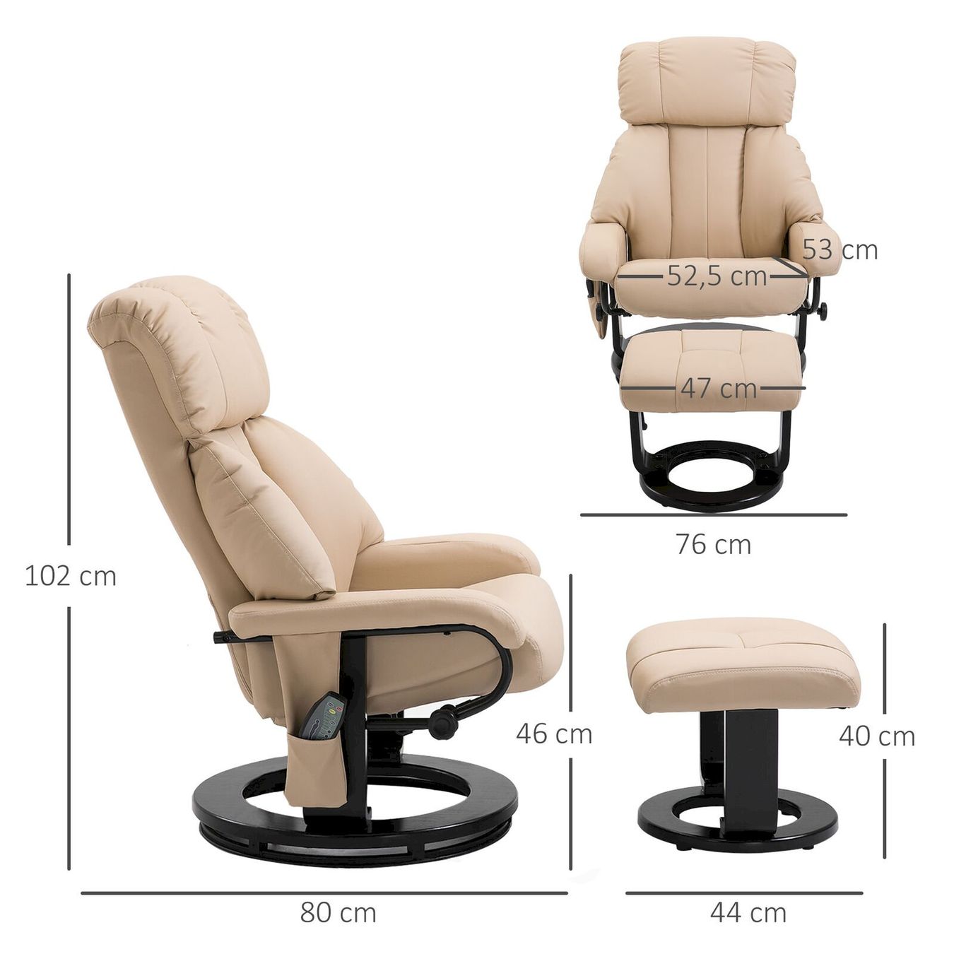 Dispositivi per massaggi: HOMCOM Relaxliege mit Hocker Beige – Nuovo e nell'imballaggio originale da Bottighofen venduto da zaap 2