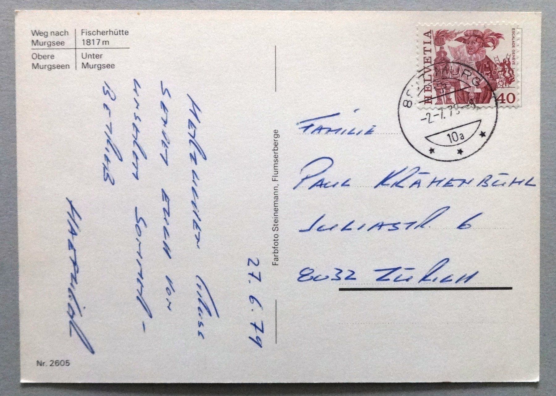 Cartoline postali: Murgsee – Usato da Fétigny venduto da Billy2miny 1