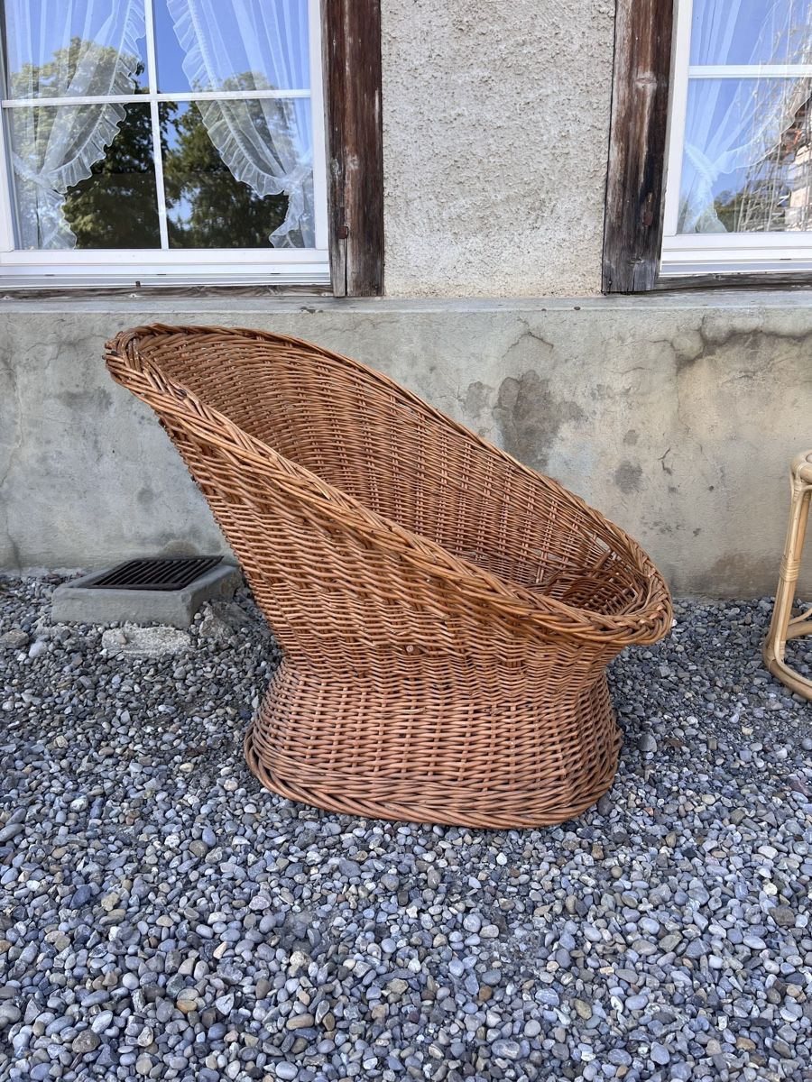 Poltrone: Korbsessel Rattan braun Vintage – Usato da Gais venduto da janifish