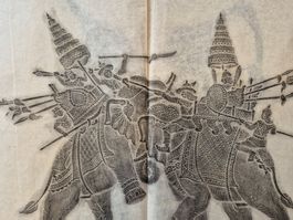 Bild Zeichnung Thailand Reispapier Kunst Rarität Elefanten