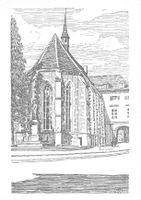 Zürich ZH – Wasserkirche, Ostansicht mit Zwingli-Denkmal G