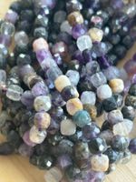 Strang echte Purple Fluorite Würfel facettiert 4x4 mm