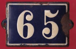 EMAILLE HAUSNUMMER 65, 20.5 x 13cm
