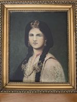 Gemälde einer feinen Dame, gerahmt, gebraucht