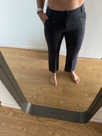 Massimo Dutti Leinenhose blaugrau gewaschen Grösse 38