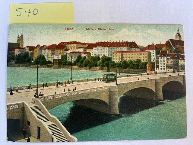 Cartoline postali: alte Ansichtskarte Basel Mittlere Rheinbrücke 1908 – Usato da Niederwil AG venduto da dahu75
