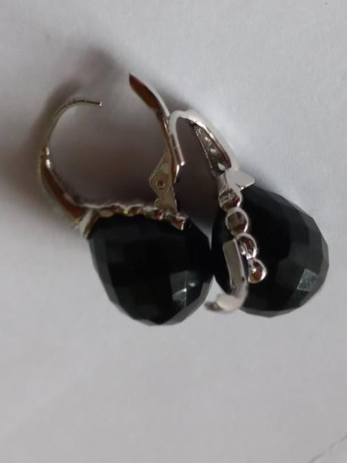Ohrringe & -stecker: Silber Ohrhänger mit Onyx Stein Silber rohdiniert – Neu und originalverpackt aus Winistorf von acreativ 1