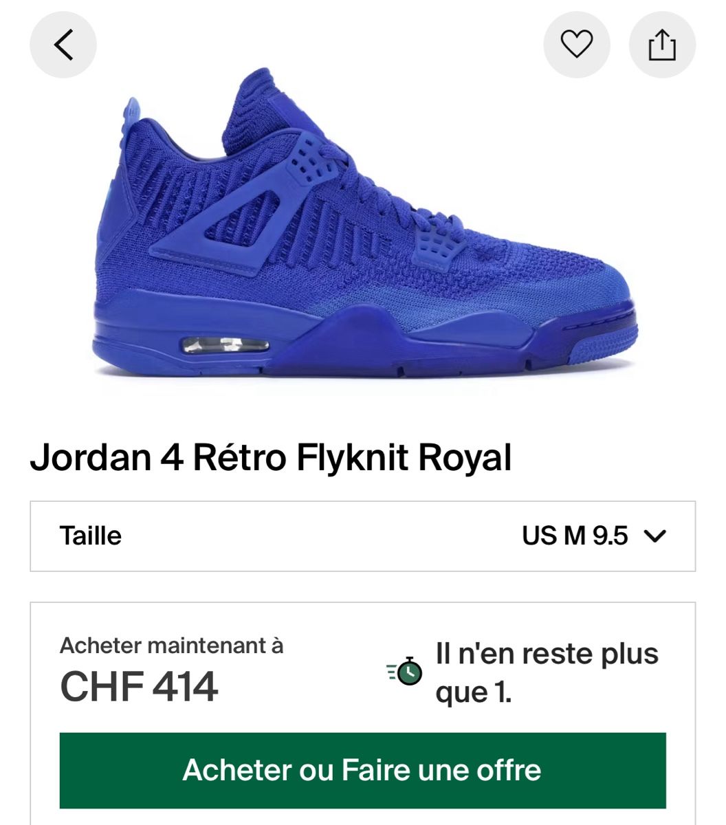 Jordan Scarpe da uomo: Jordan 4 Flyknit royal blue – Nuovo e nell'imballaggio originale da Epalinges venduto da DukeNoble 3
