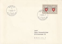 46-50 3 FDC Pro Patria Jahr 1950 mit offiziellem FD-Stempel