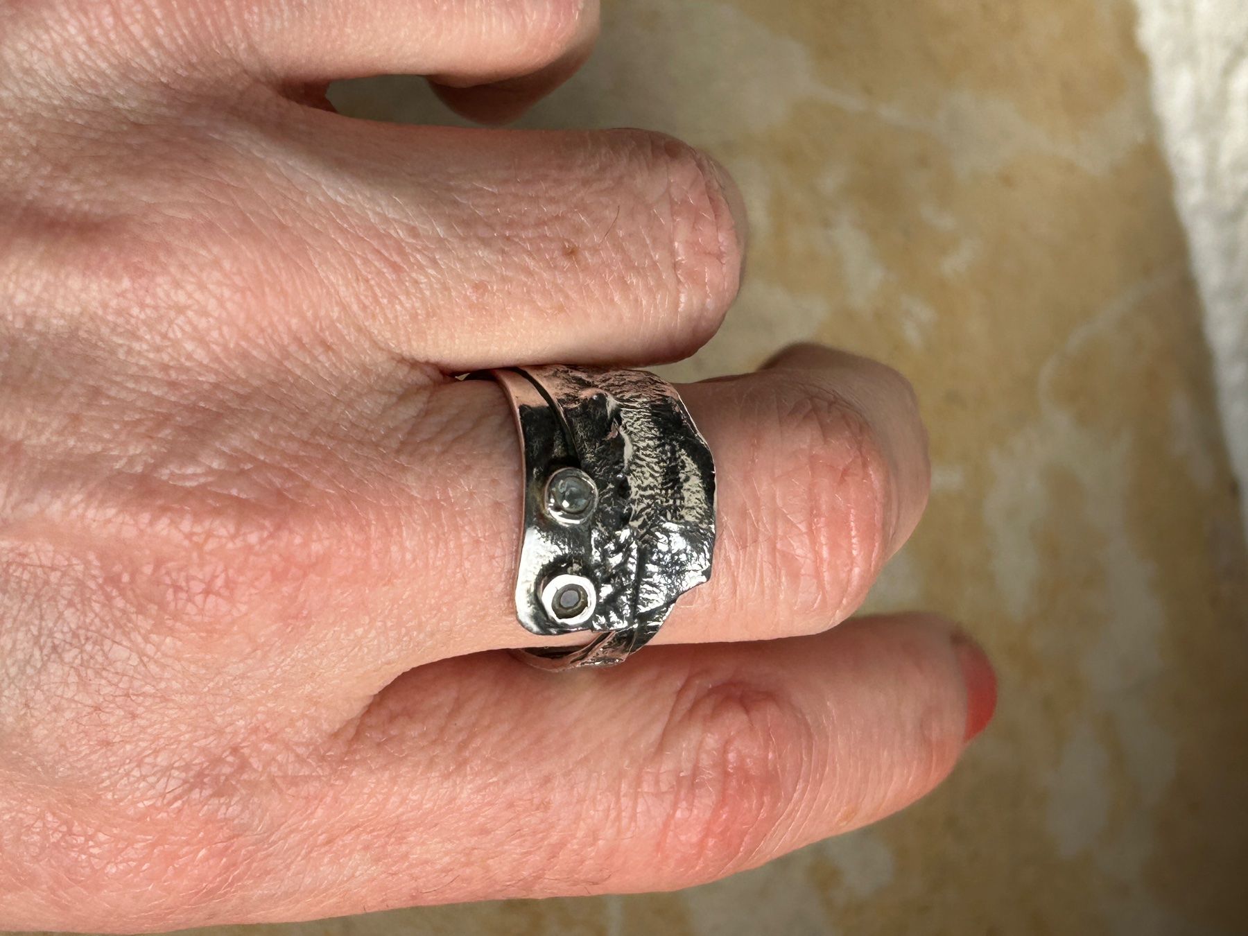 Ringe: Silberring DESIGNER hellblaue Steinli (63) – Gebraucht aus Dittingen von Bijoubelle 3