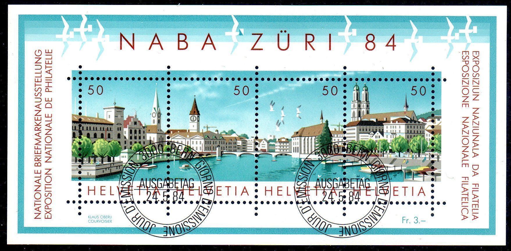 Alle Briefmarken: NABA ZÜRI 84 BRIEFMARKENBLOCK ERSTTAG - D67 – Gebraucht aus Losone von EM2019