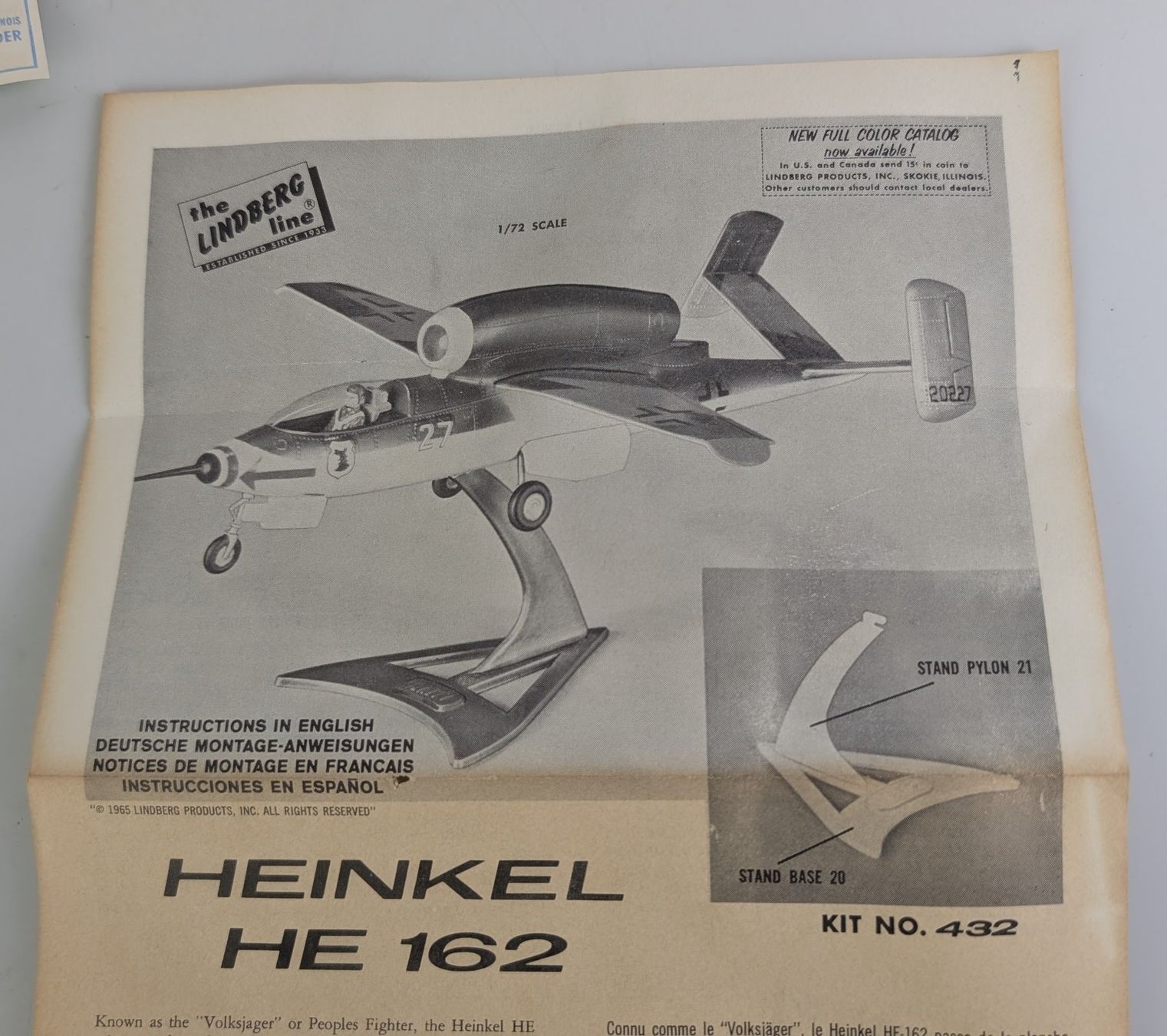 Kit di modellismo & Modellini statici: 1965 Lindberg 1/72 Scale Heinkel HE 162 Model Kit – Nuovo (secondo la descrizione) da Zürich venduto da 1.Simon 8