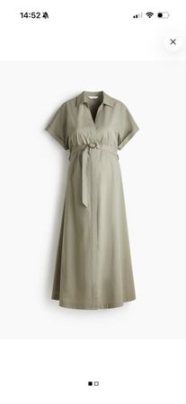 H&M Mama Kleid mit Gürtel Khakigrün