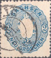 Sachsen 17, 2 Neugroschen Ausgabe von 1863, gestempelt
